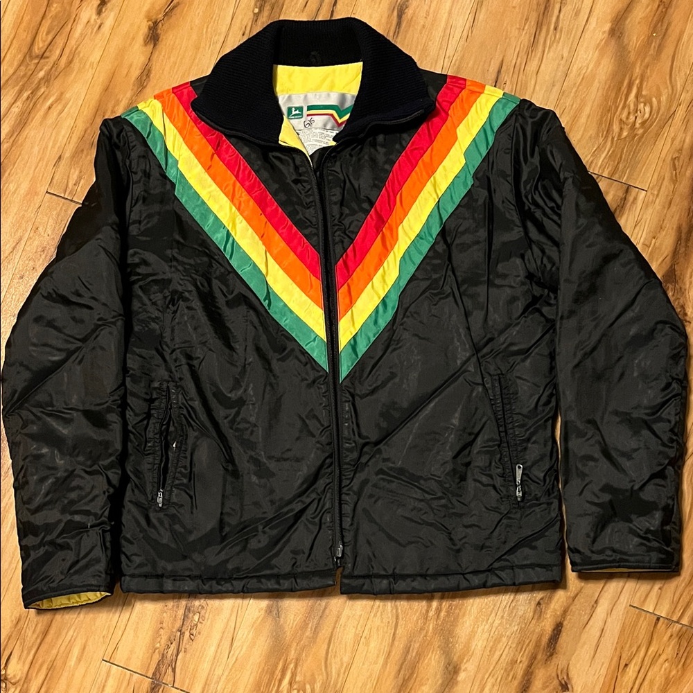 John Deere Vintage  Black Coat with Multicolor Chevron